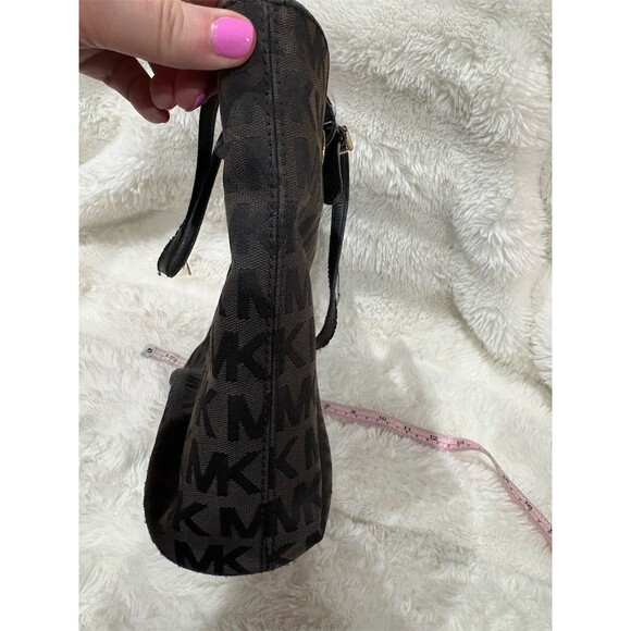 Michael Kors Tote Bag Womens Large Brown/Black MK Logo Monogram Gold - Picture 6 of 10